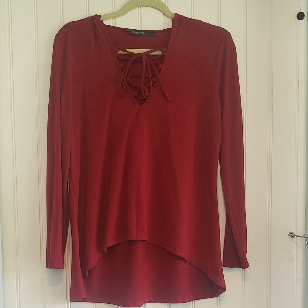 Zanzea Lace Up High Low Hoodie